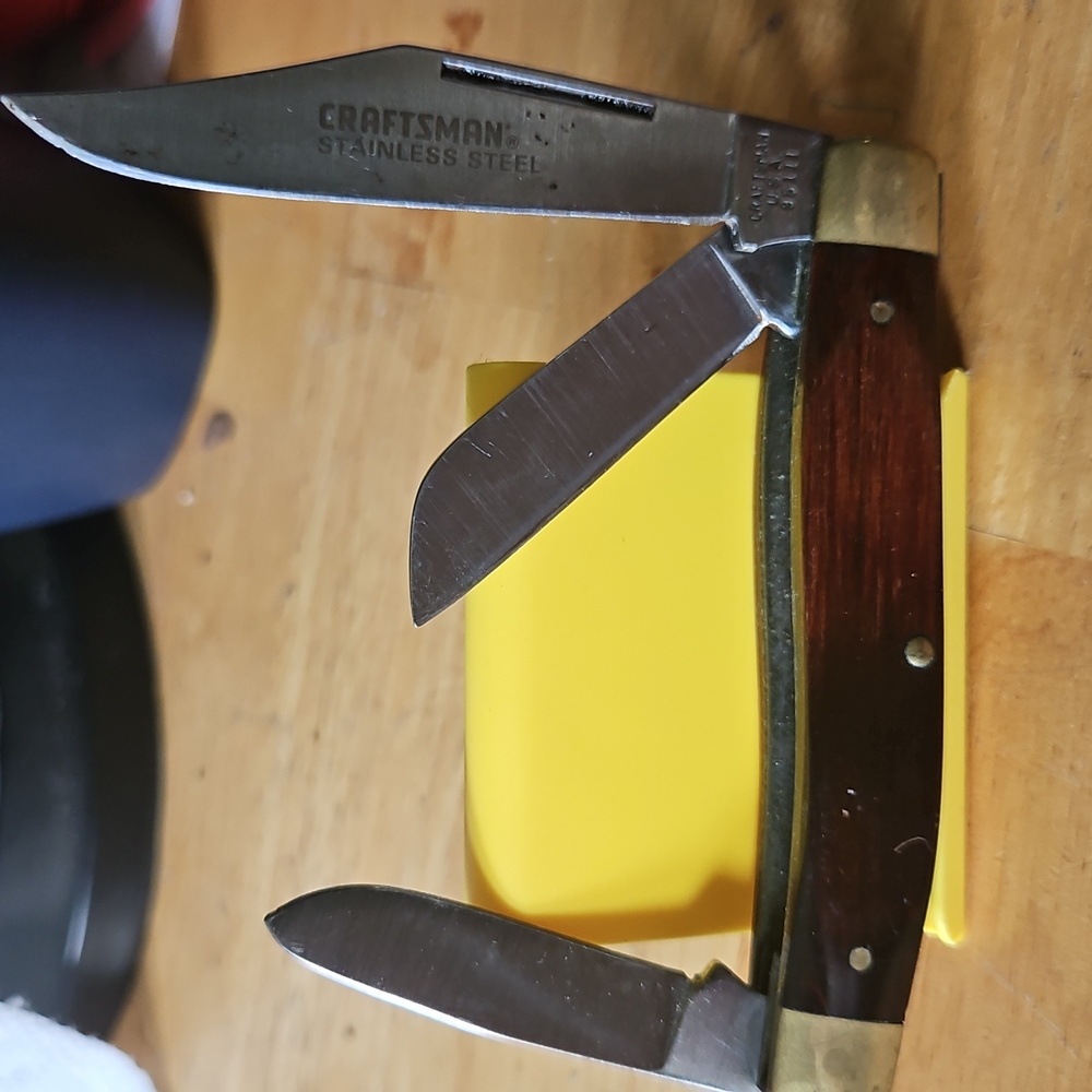 Craftman Triple-Blade Knife with Wood and Brass